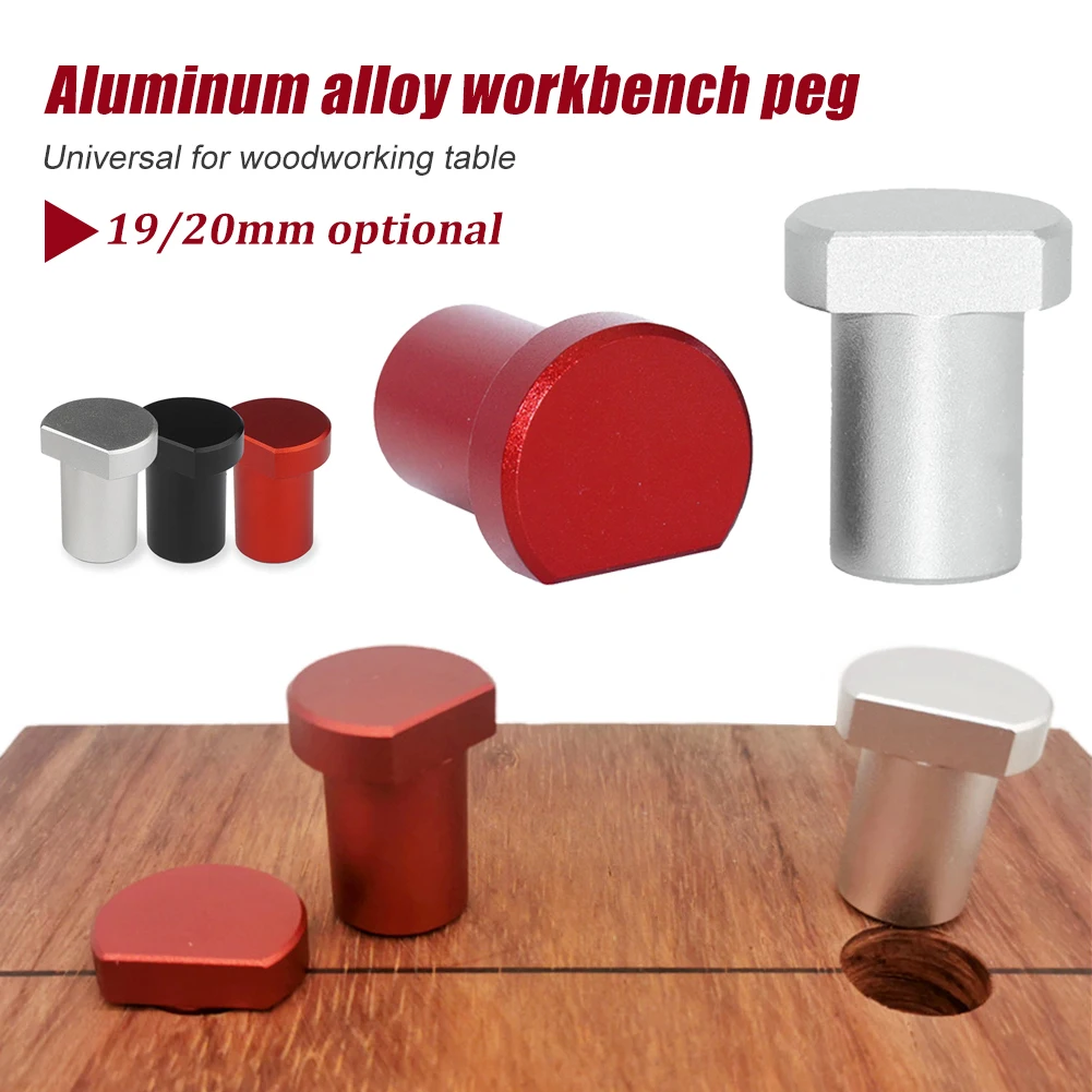 

Aluminum Alloy Workbench Peg Brake Stops Bench Clamp 19/20mm Dog Woodworking Table Limit Block Workbench Workshop Tenon Stopper