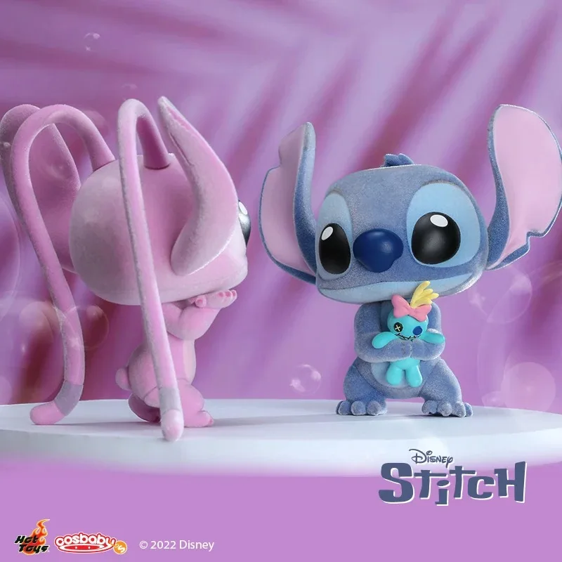 

Hot toys Lilo & Stitch Stitch And Kim Angel Cosbaby Mini Collectible Doll Cute Flocking Anime Action Figure Ornament Model Gift