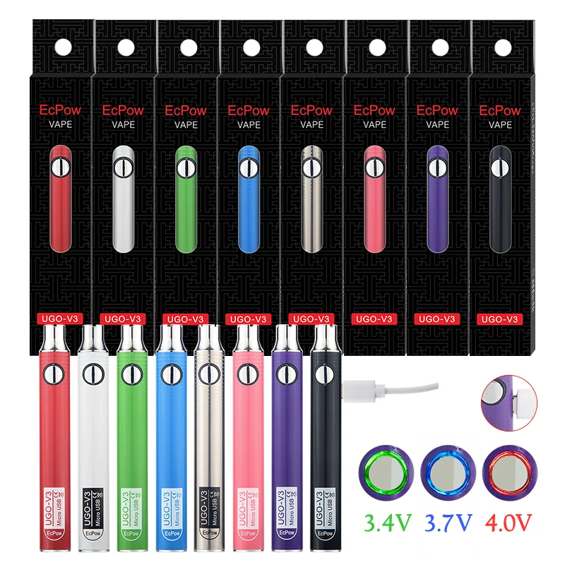 

UGO V3 Preheating VV 650 900mAh EVOD Ego 510 Battery USB Voltage Variable Adjustable Vapor BUD Pre Heat Cartridges Batteries