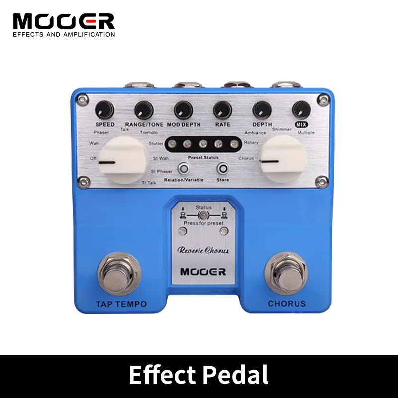 

MOOER-Reverie Chorus Guitar Pedal, 5 Chorus Modes, 8 Enhancing Effects, Tap Tempo Function, Dual Footswitches Effect Pedal
