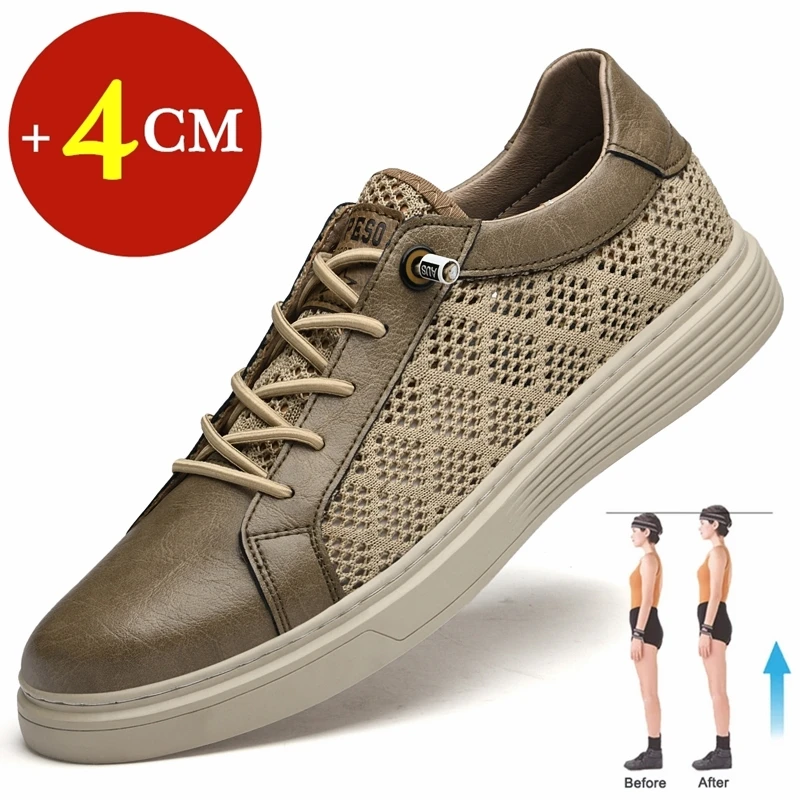 Black Leather+mesh Casual Sneakers Men Invisible Height Increase Shoes Men Lift Shoes Summer Breathable Elevator Shoes for Men
Black Leather+mesh Casual Sneakers Men Invisible Height Increase Shoes Men Lift Shoes Summer Breathable Elevator Shoes for Men