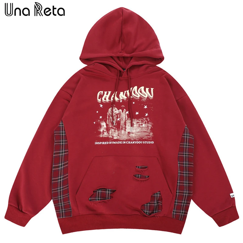 Una Reta Plaid Print Unisex Hoodie Autumn Winter Harajuku Pullover With Hooded Hip Hop Holes Oversized Hoodies For Men
Una Reta Plaid Print Unisex Hoodie Autumn Winter Harajuku Pullover With Hooded Hip Hop Holes Oversized Hoodies For Men