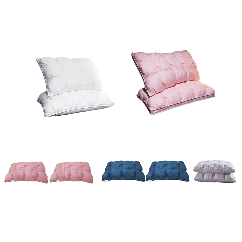 

2 Pcs Down Feather Pillow Cotton Frosted Thickened Cervical Pillow Five-Star Hotel Sleep Pillow Feather Pillow