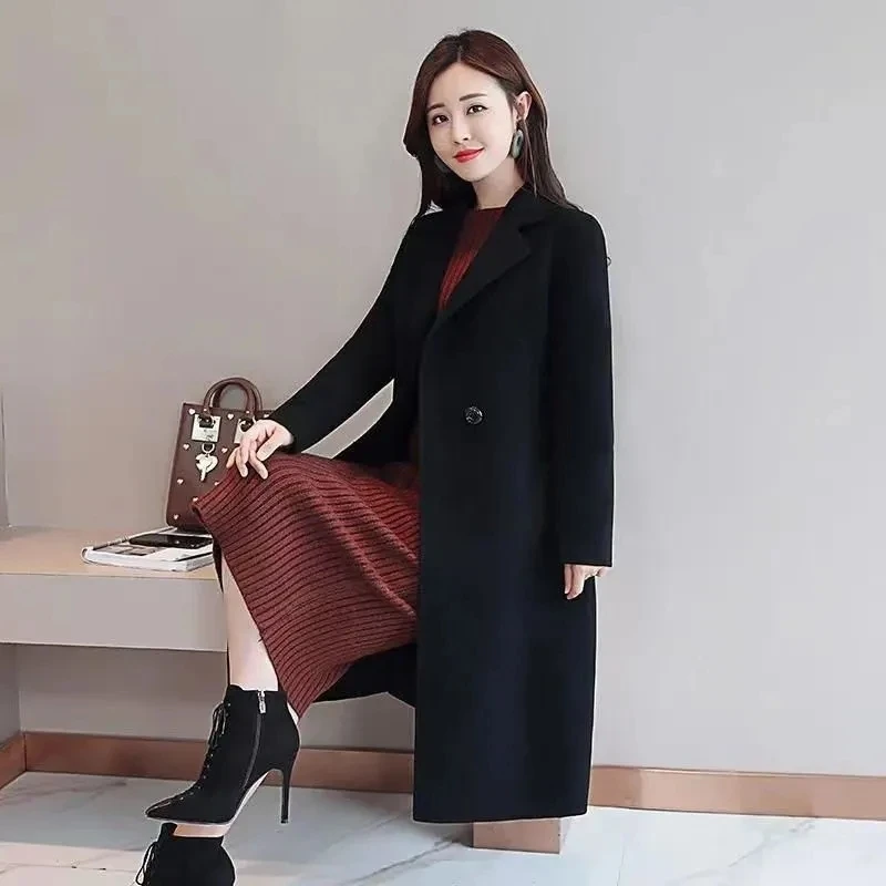 2022 New Solid Female Overcoat Women's Long Sleeve Buttons Slim Double-sided Woolen Coat Autumn Winter Fashion Long Outerwear
2022 New Solid Female Overcoat Women's Long Sleeve Buttons Slim Double-sided Woolen Coat Autumn Winter Fashion Long Outerwear