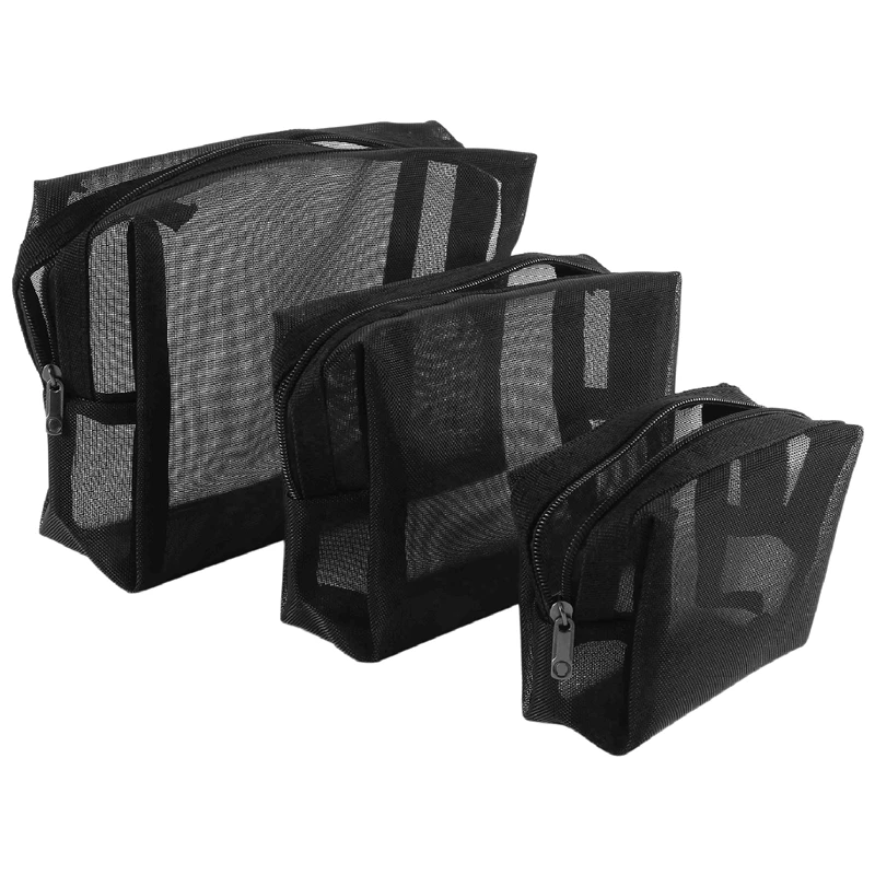 Black Mesh Makeup Bag See Through Zipper Pouch Travel Cosmetic And Toiletries Organizer Bags Pack Of 3(S,M,L)
Black Mesh Makeup Bag See Through Zipper Pouch Travel Cosmetic And Toiletries Organizer Bags Pack Of 3(S,M,L)
