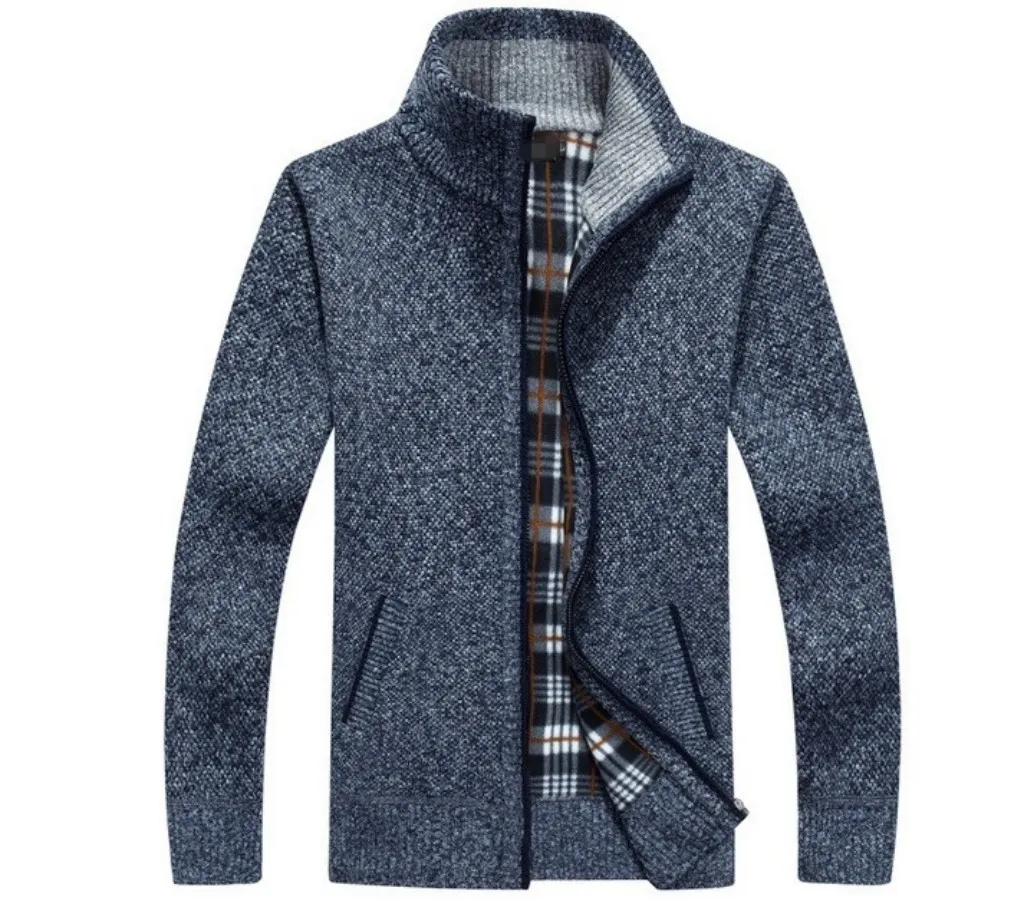 Autumn Winter Knitted Fleece Lined Warm Thick Sweater Men Slim Fit Band Collar Full Zip Cardigan Causal Sweatercoat Jumper
Autumn Winter Knitted Fleece Lined Warm Thick Sweater Men Slim Fit Band Collar Full Zip Cardigan Causal Sweatercoat Jumper