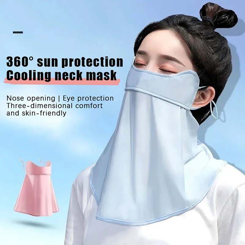 

Outdoor Ice Silk Sunscreen Mask Women Summer Anti-UV Quick-drying Face Cover Scarf Breathable Neck Protection Hang Ear Headband
