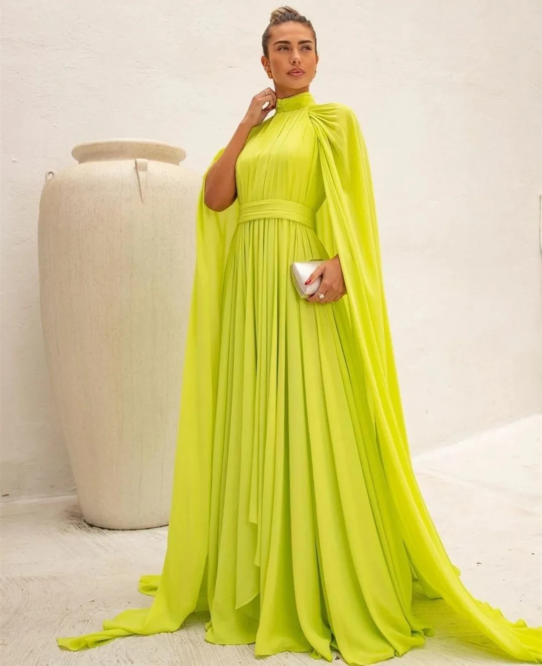 Classy Long Chiffon High Neck Evening Dresses With Cap Sleeve A-Line Pleated Floor Length Gowns Formal Party Prom Dress Customed
Classy Long Chiffon High Neck Evening Dresses With Cap Sleeve A-Line Pleated Floor Length Gowns Formal Party Prom Dress Customed