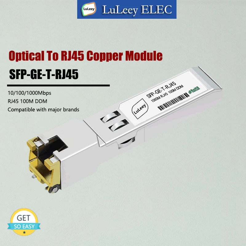 

SFP-GE-RJ45 Gigabit Copper Port Module Optical Module SFP To Ethernet RJ45 10/100/1000Mbps DDM Compatible Cisco/mikrotik tp-link