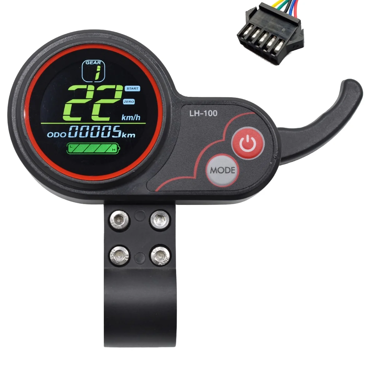 

LH100 LCD Display Dashboard 24V-60V Throttle Meter for Kugoo Electric Scooter/Ebike Speedometer(SM Plug 5PIN)