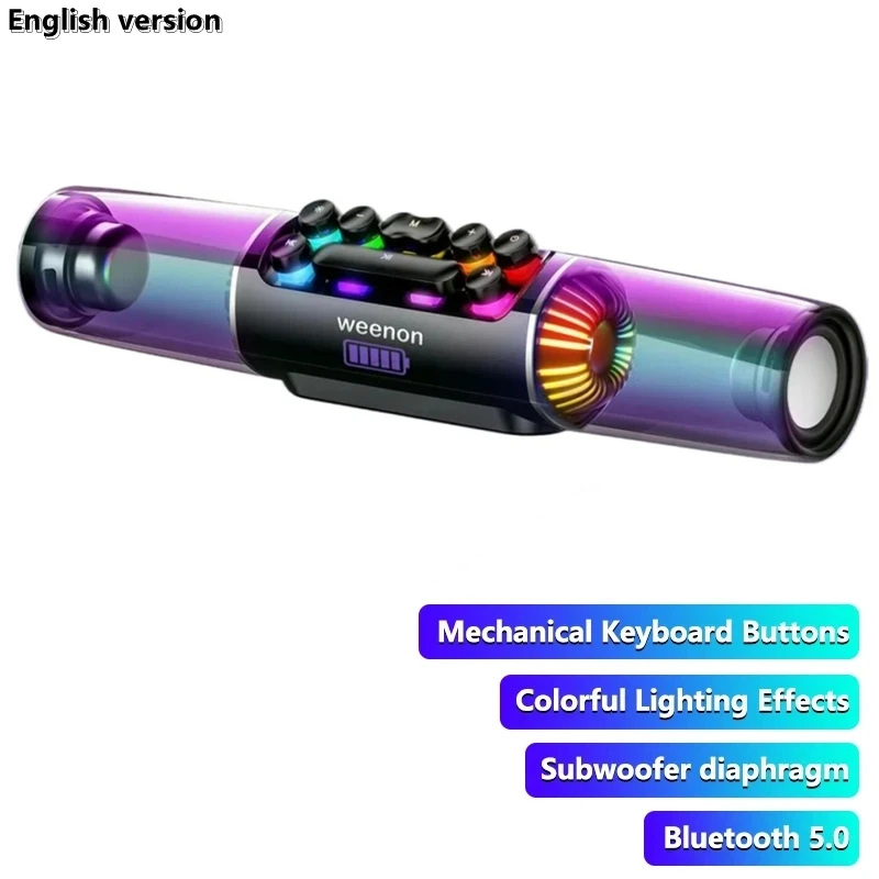 

Gaming Bluetooth Speaker RGB Computer Soundbar 3D Surround Wireless Column Subwoofer Music Center Audio Laptop PC TV 4000mAh