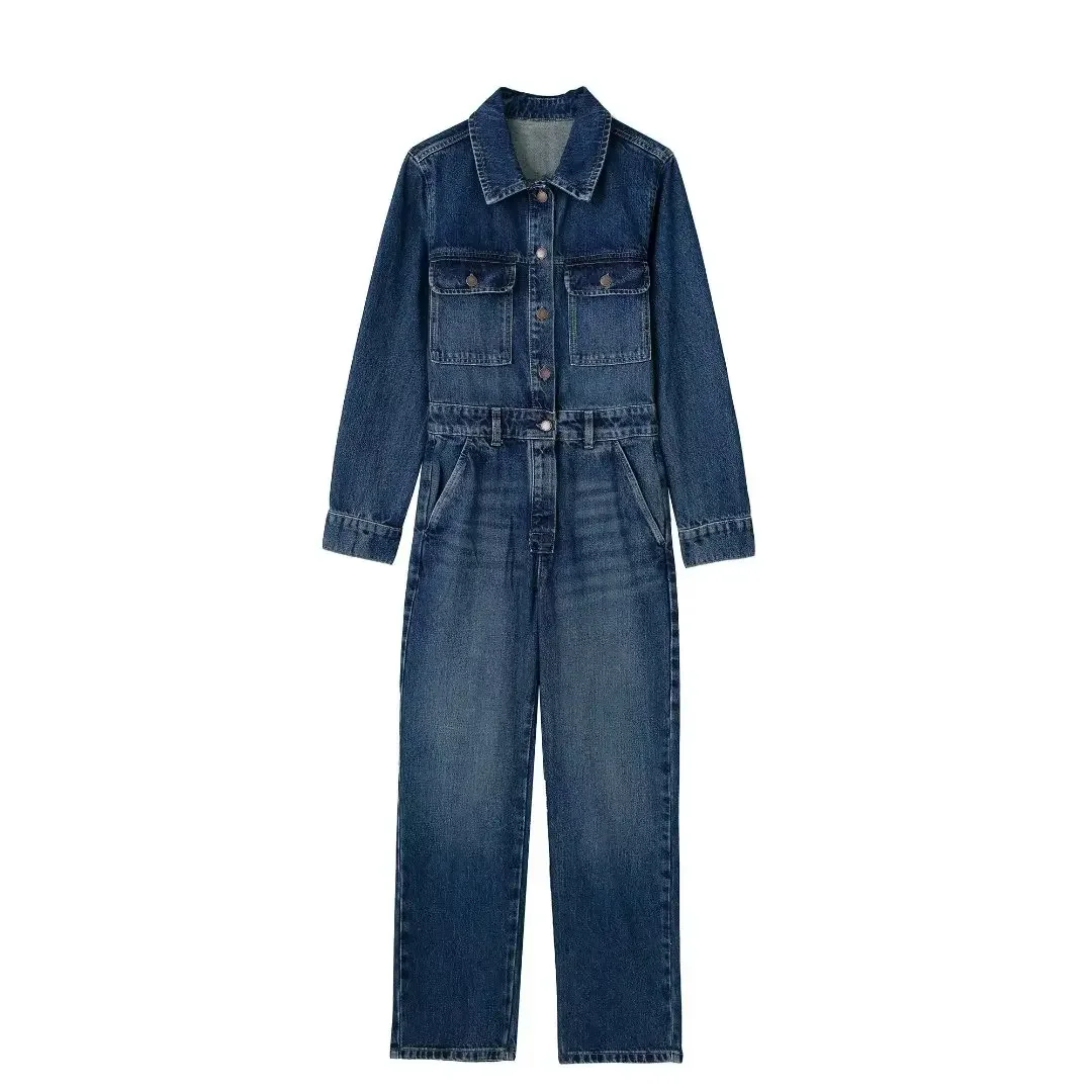 Women's 2023 New Fashion Pocket Button Denim Fabric Jumpsuit Retro Fashion Pants Waist Women's Jumpsuit Mujer
Women's 2023 New Fashion Pocket Button Denim Fabric Jumpsuit Retro Fashion Pants Waist Women's Jumpsuit Mujer