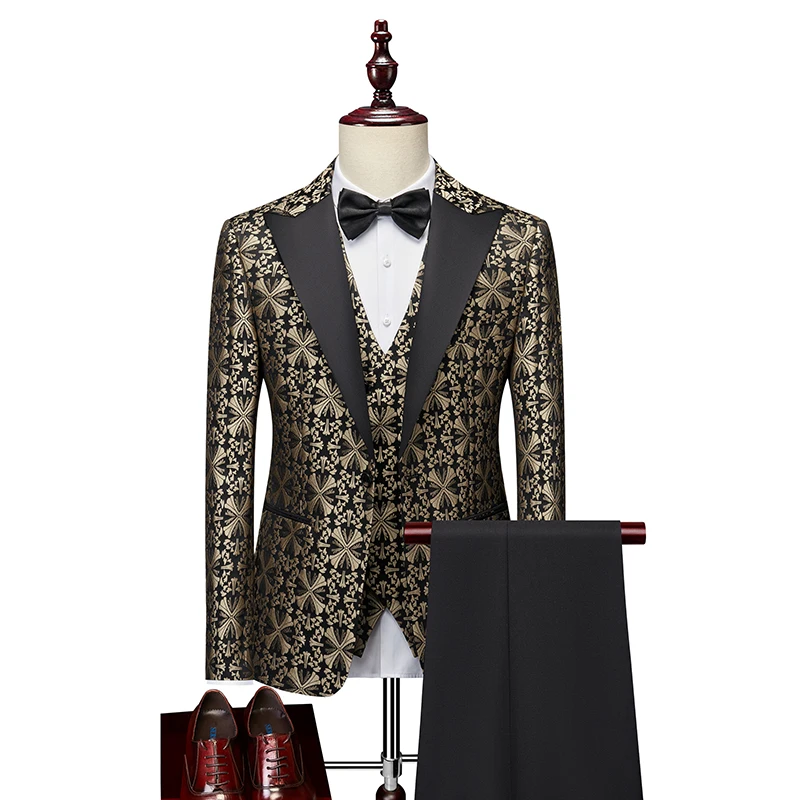 Black Dark Green Gold Men's Prom Suits 3 Piece Patterned Standard Fit Single Breasted One-button 2023 Wholesale men's clothing
Black Dark Green Gold Men's Prom Suits 3 Piece Patterned Standard Fit Single Breasted One-button 2023 Wholesale men's clothing