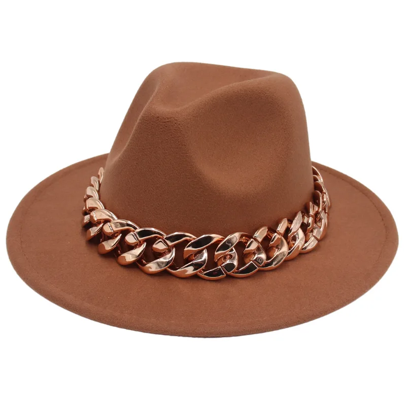 European US Plus-Sized Golden Acrylic Chain Top Hat Cool Shiny Fedora Hats Women Men Fashion Party Church Panama Felt Cap
European US Plus-Sized Golden Acrylic Chain Top Hat Cool Shiny Fedora Hats Women Men Fashion Party Church Panama Felt Cap