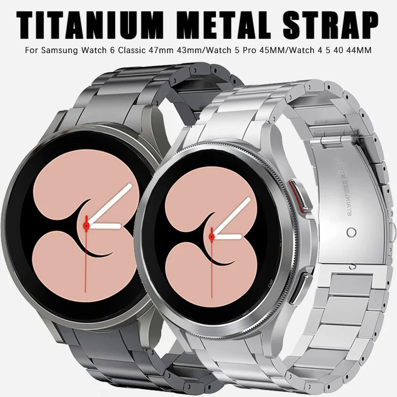 

No Gaps Titanium Metal Strap For Samsung Galaxy Watch6 Classic 43mm 47mm 5 Pro 45mm 5/4 40 44mm Watch4 Classic 46 42mm Bracelet