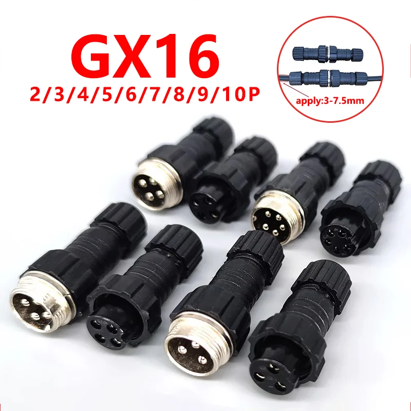 

5/20/100Sets GX16 Aviation Connector M16 Waterproof Back Nut Docking Male&Female Plug And Socket 2/3/4pin 5pin 6pin7pin8pin9pin