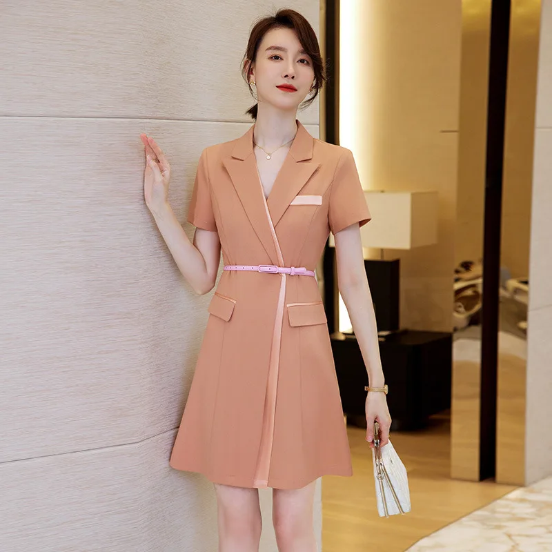 Summer Short Sleeve Elegant Dresses with Belt Women Work Wear Dress OL Styles Professional Slim Hips Office Tops Clothes
Summer Short Sleeve Elegant Dresses with Belt Women Work Wear Dress OL Styles Professional Slim Hips Office Tops Clothes