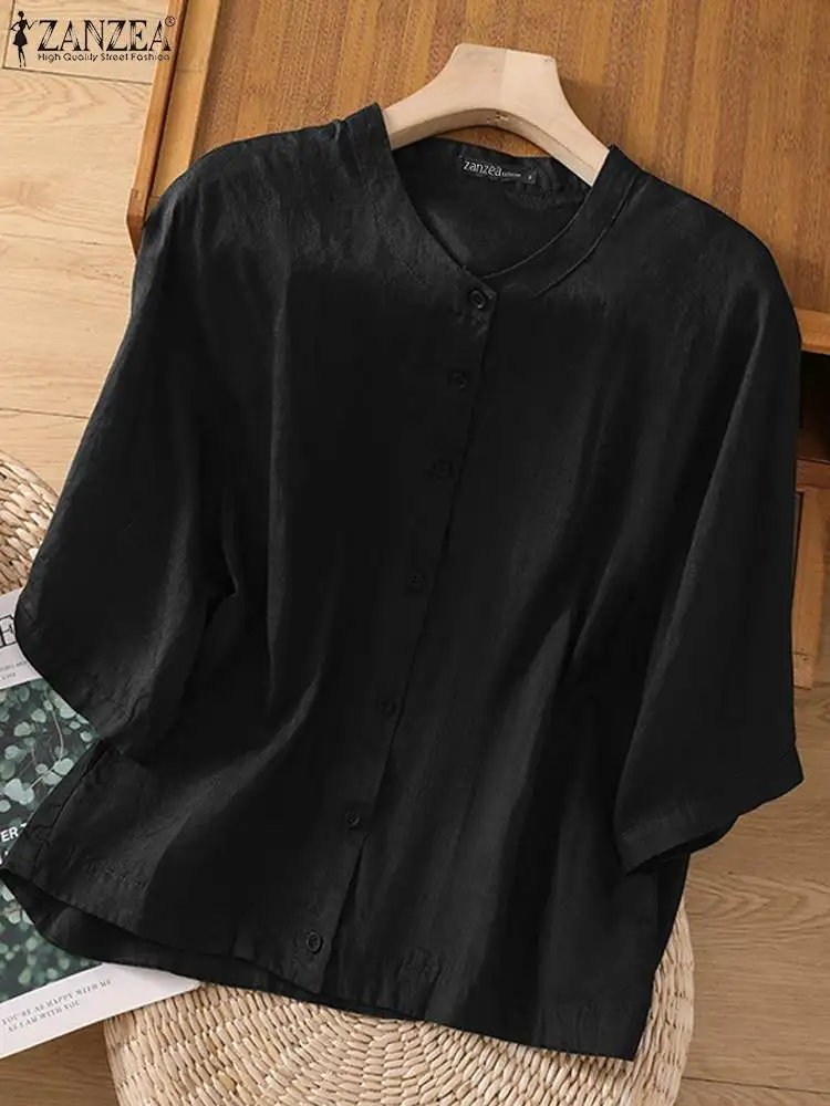 ZANZEA Casual Solid Single-breasted Tops 2023 Autumn Cotton Blouse Women 3/4 Sleeve Shirt Vintage Round Neck Blusas Oversized
ZANZEA Casual Solid Single-breasted Tops 2023 Autumn Cotton Blouse Women 3/4 Sleeve Shirt Vintage Round Neck Blusas Oversized