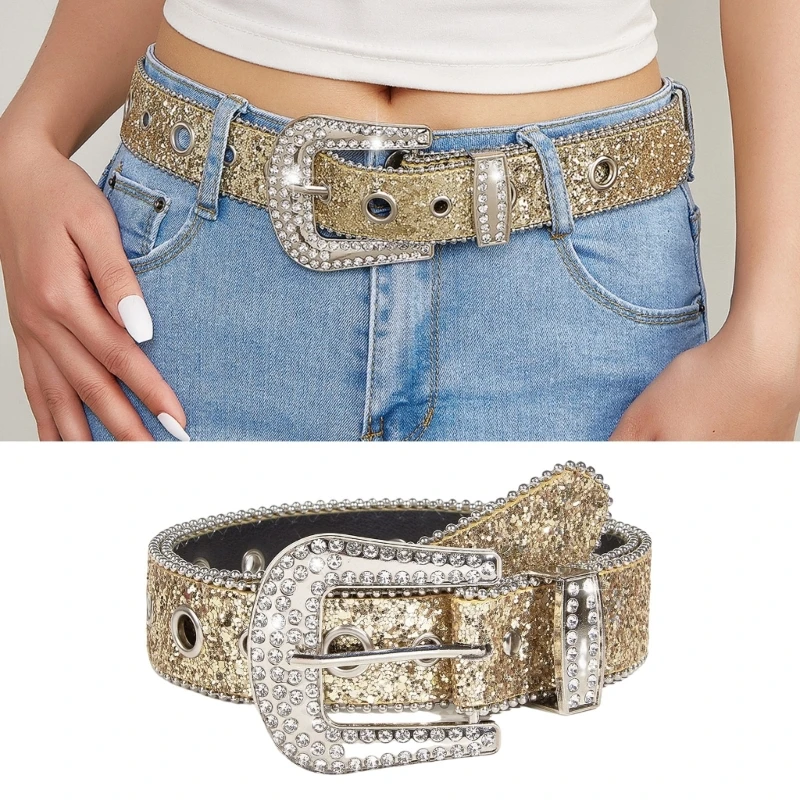 

Summer Waist Belt Shinning Belts for Woman Men Luxurious Full Diamond Studded Waist Strap for Jeans Dress