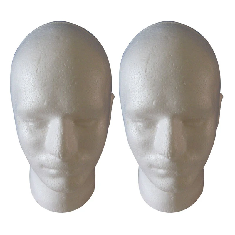 

2X Male Wig Display Cosmetology Mannequin Head Stand Model Foam White