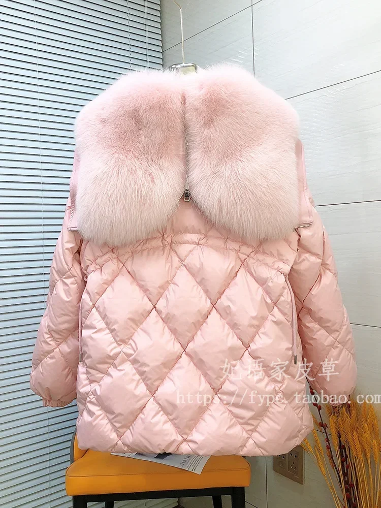 

Angel Wings Imported Fox Fur Collar Goose down down Jacket Female Fur Coat Overcoat 2023 Winter New Young