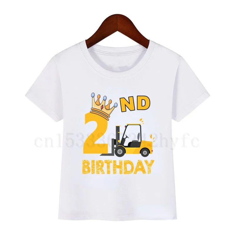 Kids Cartoon Excavator Crown Birthday Number Printed T-Shirt Kids Birthday Structure T-Shirt Funny Gift Bulldozer T-Shirt
Kids Cartoon Excavator Crown Birthday Number Printed T-Shirt Kids Birthday Structure T-Shirt Funny Gift Bulldozer T-Shirt