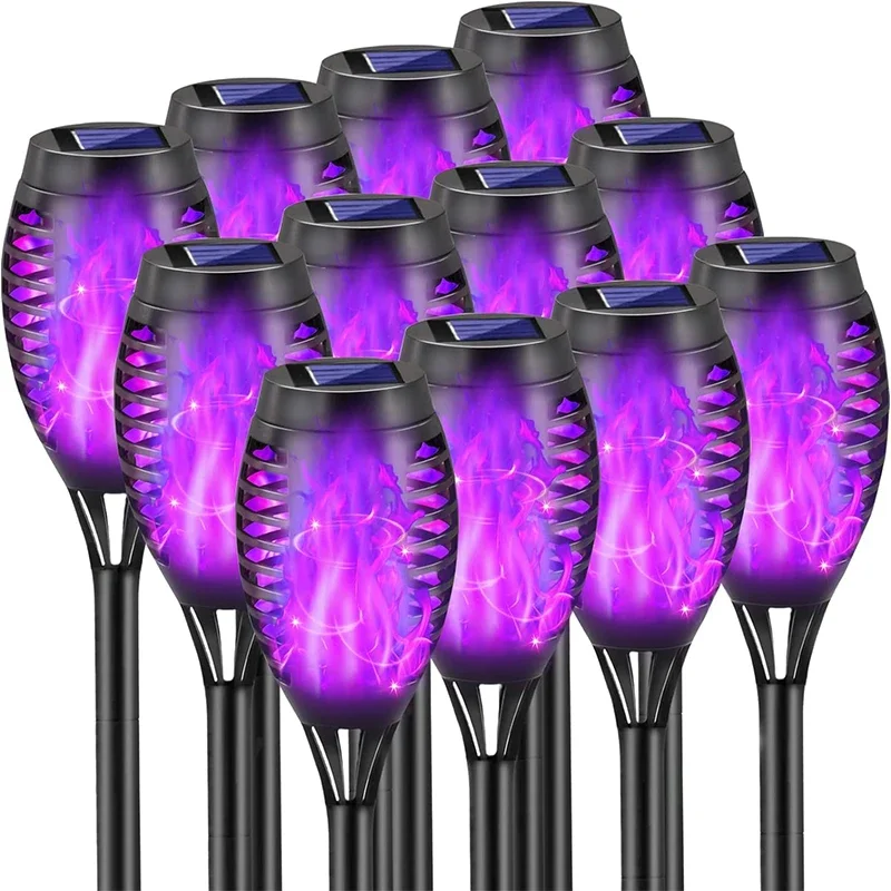 

1/2/4/6/8/10/12Pcs Solar Flame Torch Light Flickering Light Waterproof Garden Decoration Outdoor Lawn Path Yard Patio Floor Lamp