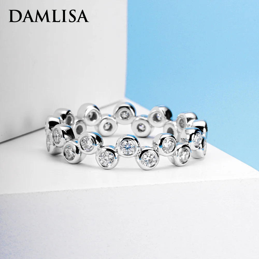 

DAMLISA D Color Moissanite Wedding Band Ring 925 Sterling Silver Eternity Band Engagement Rings For Women Fine Jewelry Gift