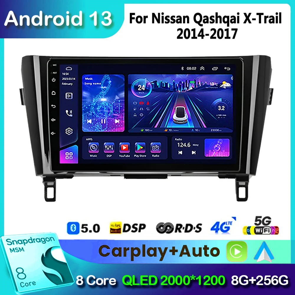 

Android 13 for Nissan X-Trail Qashqai 2 J1T32 Qashqai J10 J11 2014 2015 2016 2017 2018 2019 GPS CARPLAY Car Radio Dual Lens