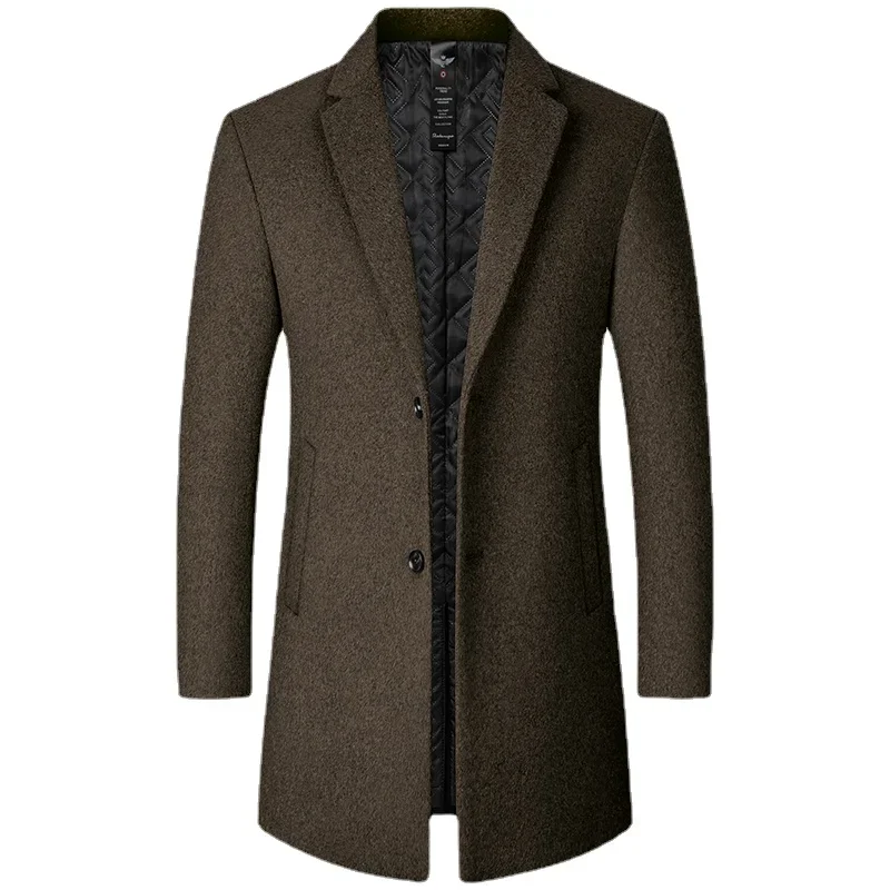 

Autumn Winter New Men's Woolen Coat Wool Blends Thickening / Male Business Warm Stand Collar Long Sleeve Big Size Trench Jacket