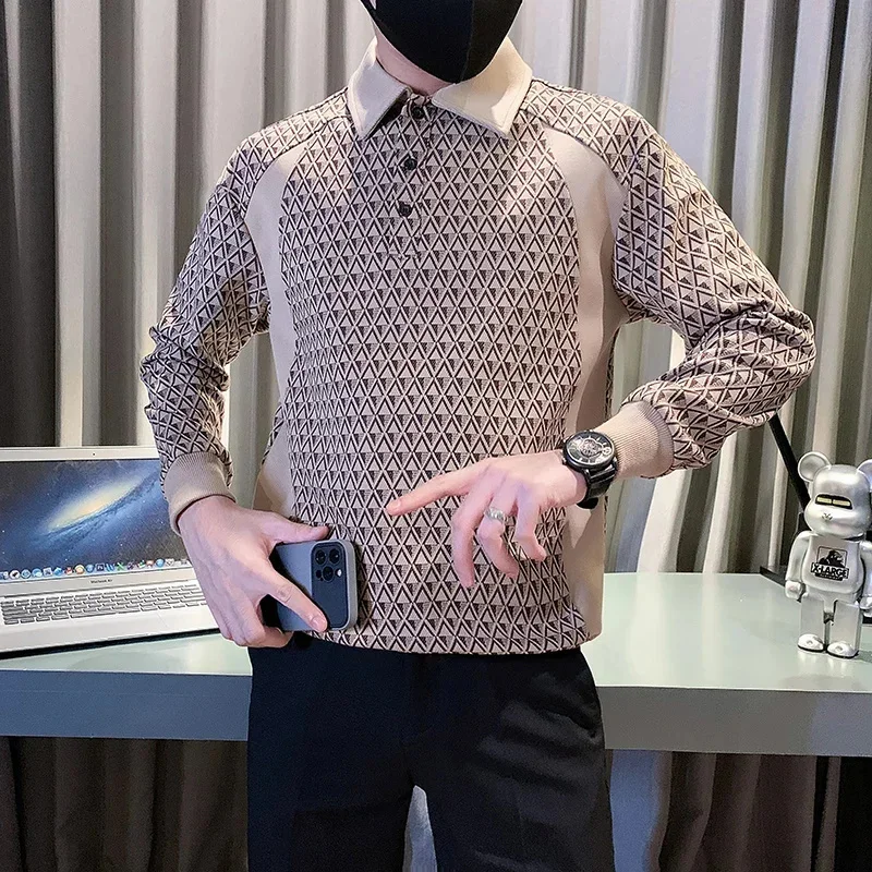 Brand Autumn Plaid POLO Sweatshirts Men Korean Fashion Long Sleeve Casual Pullover Business Social Streetwear Clothing 2023
Brand Autumn Plaid POLO Sweatshirts Men Korean Fashion Long Sleeve Casual Pullover Business Social Streetwear Clothing 2023