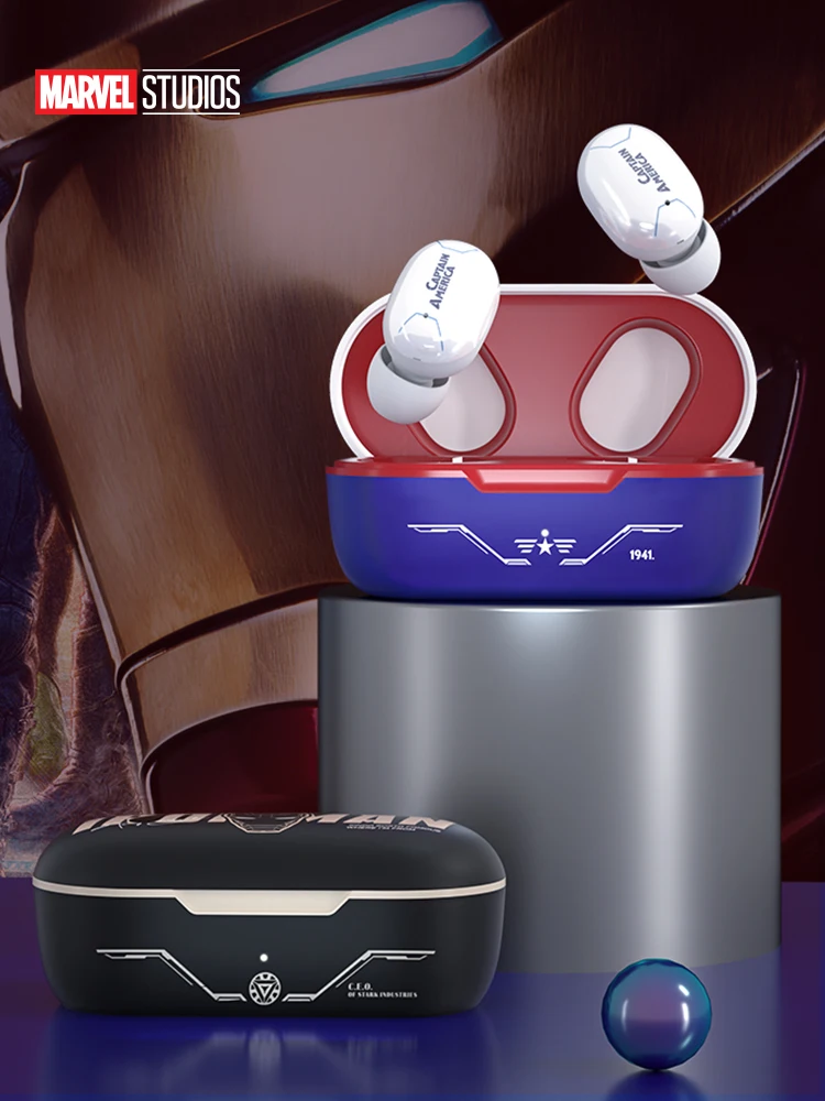 

Marvel Iron Man Bluetooth Earphones Captain America TWS Music Wireless Headphones Games Noise Reduction Headset Birthday Gifts