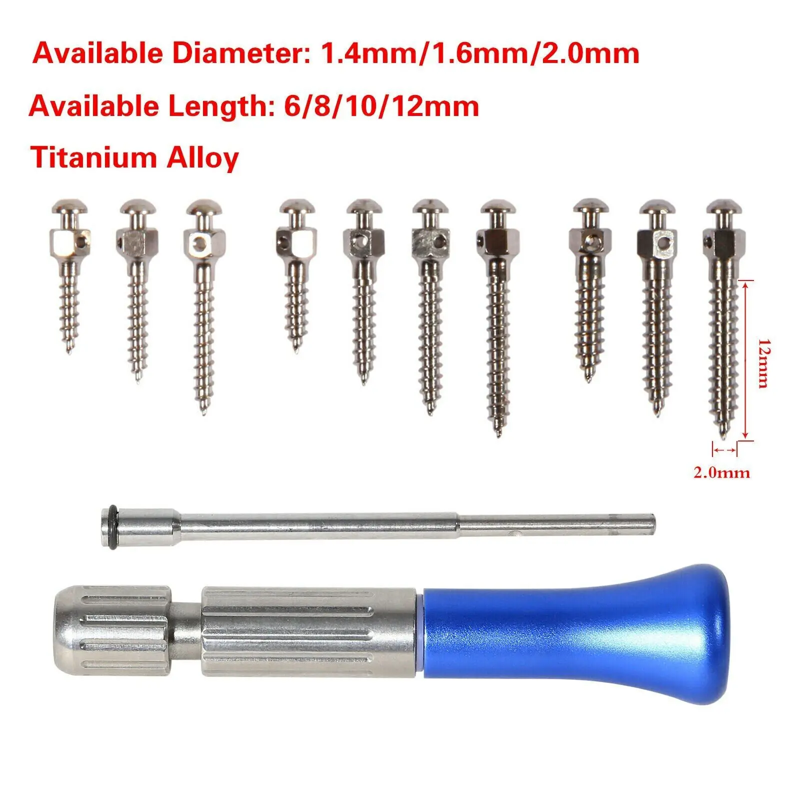 Dental Orthodontic Screw Driver Mini Implant Self-Drilling Screw driver Key Hand+10 PCS Titanium Alloy Mini Implant Screws
Dental Orthodontic Screw Driver Mini Implant Self-Drilling Screw driver Key Hand+10 PCS Titanium Alloy Mini Implant Screws