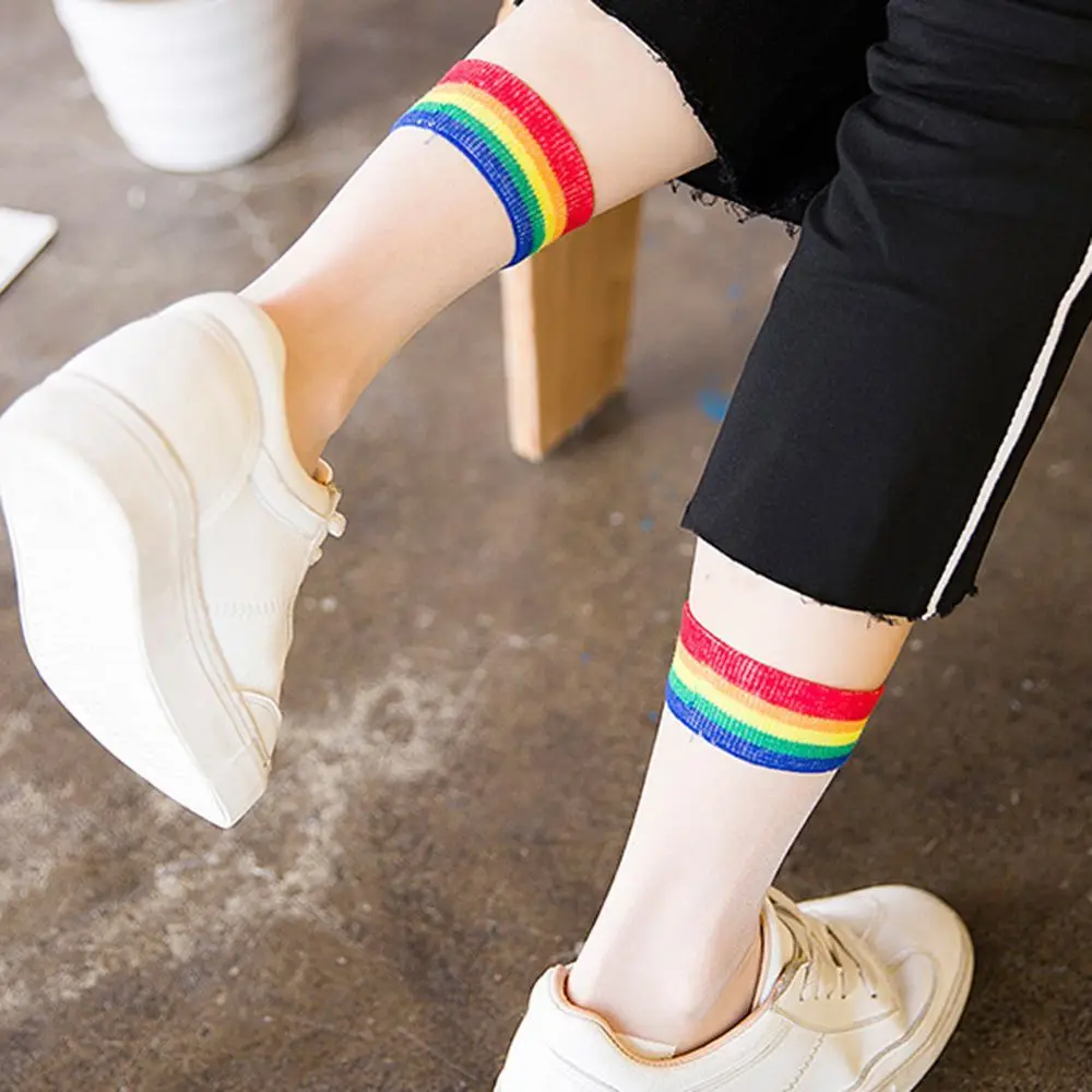 Cute Rainbow Transparent Short Socks Women Summer Thin Glass Silk Harajuku Ankle Socks Christmas Party Gift
Cute Rainbow Transparent Short Socks Women Summer Thin Glass Silk Harajuku Ankle Socks Christmas Party Gift