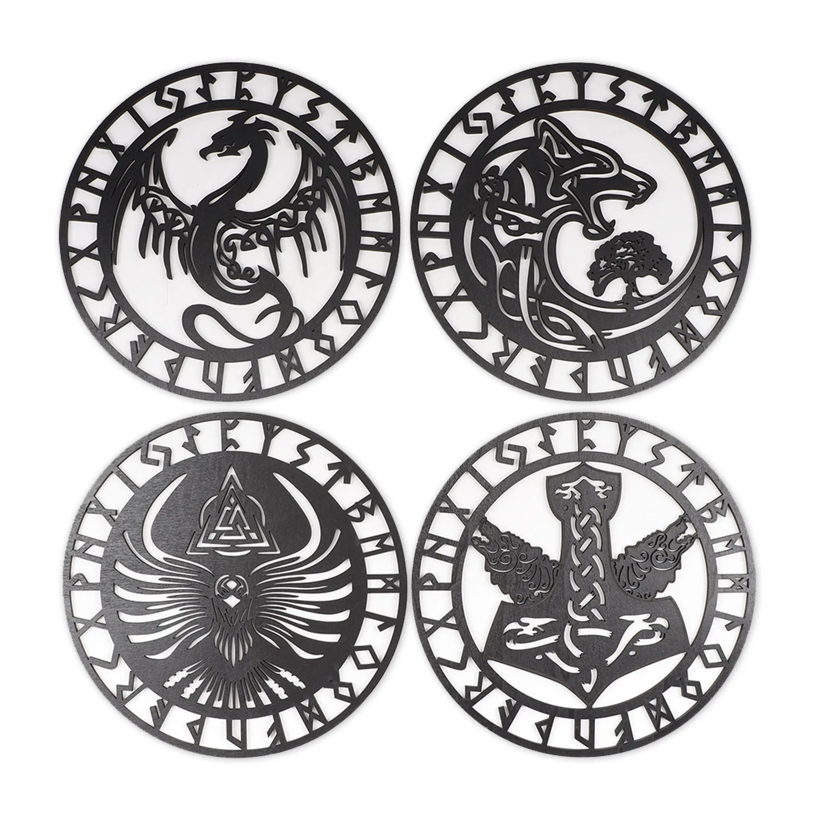 4 Pieces Viking Decor Viking Wooden Wall Art Nordic Decoration Black Nordic Viking Rune Amulet Sign for Men Home Office Room
4 Pieces Viking Decor Viking Wooden Wall Art Nordic Decoration Black Nordic Viking Rune Amulet Sign for Men Home Office Room