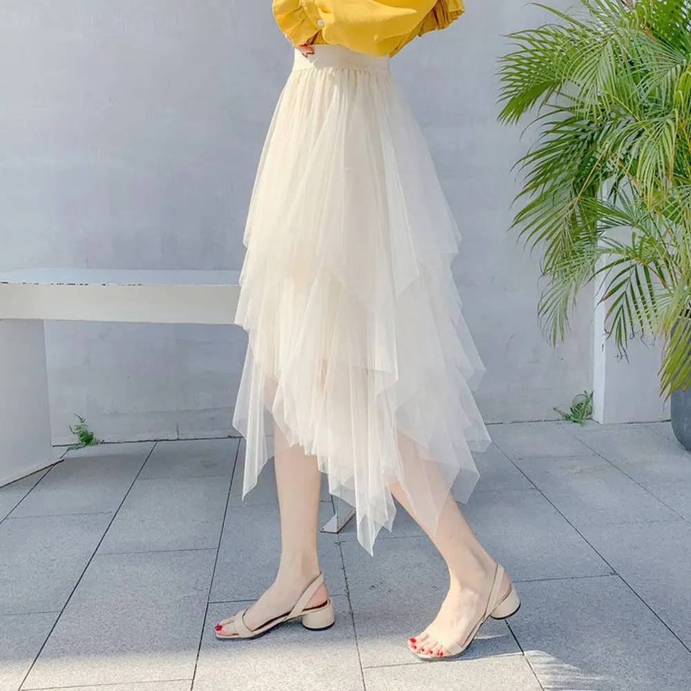 

Модная эластичная юбка из фатина, юбка-подъюбник средней длины, плиссированное Многослойное платье миди