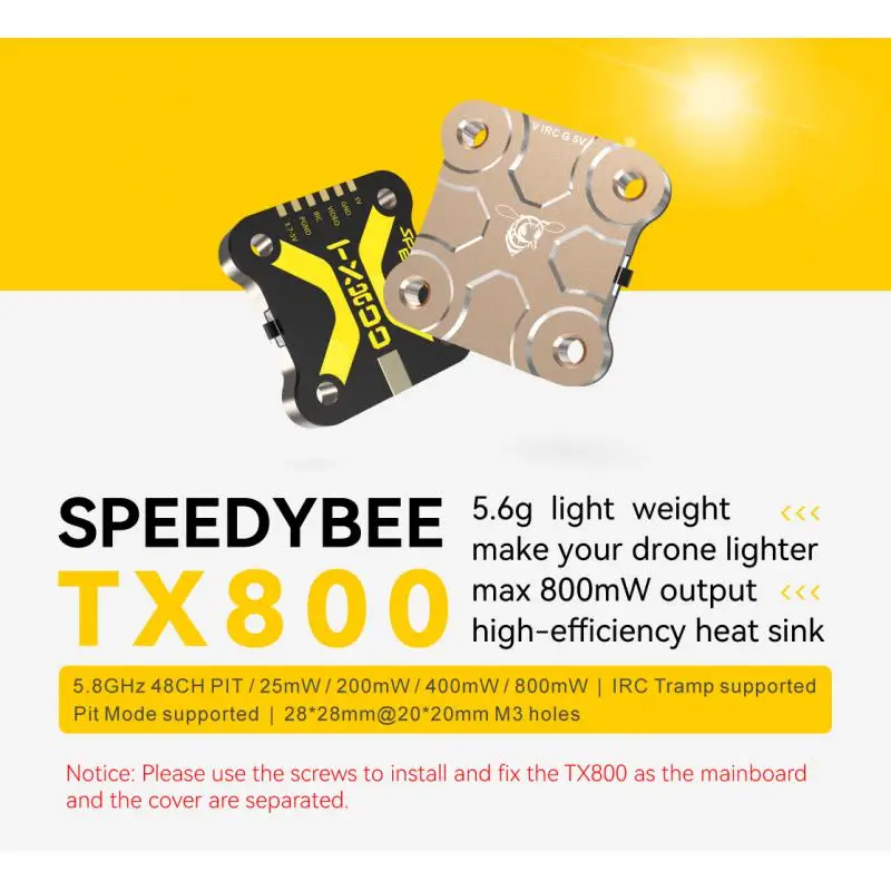 Speedybee Tx800 Vtx 5,8g 48ch Pitmode 25mw/200mw/400mw/800mw Выход передатчик дальнего действия Tramp поддержка для Rc Fpv гоночного дрона
Speedybee Tx800 Vtx 5,8g 48ch Pitmode 25mw/200mw/400mw/800mw Выход передатчик дальнего действия Tramp поддержка для Rc Fpv гоночного дрона