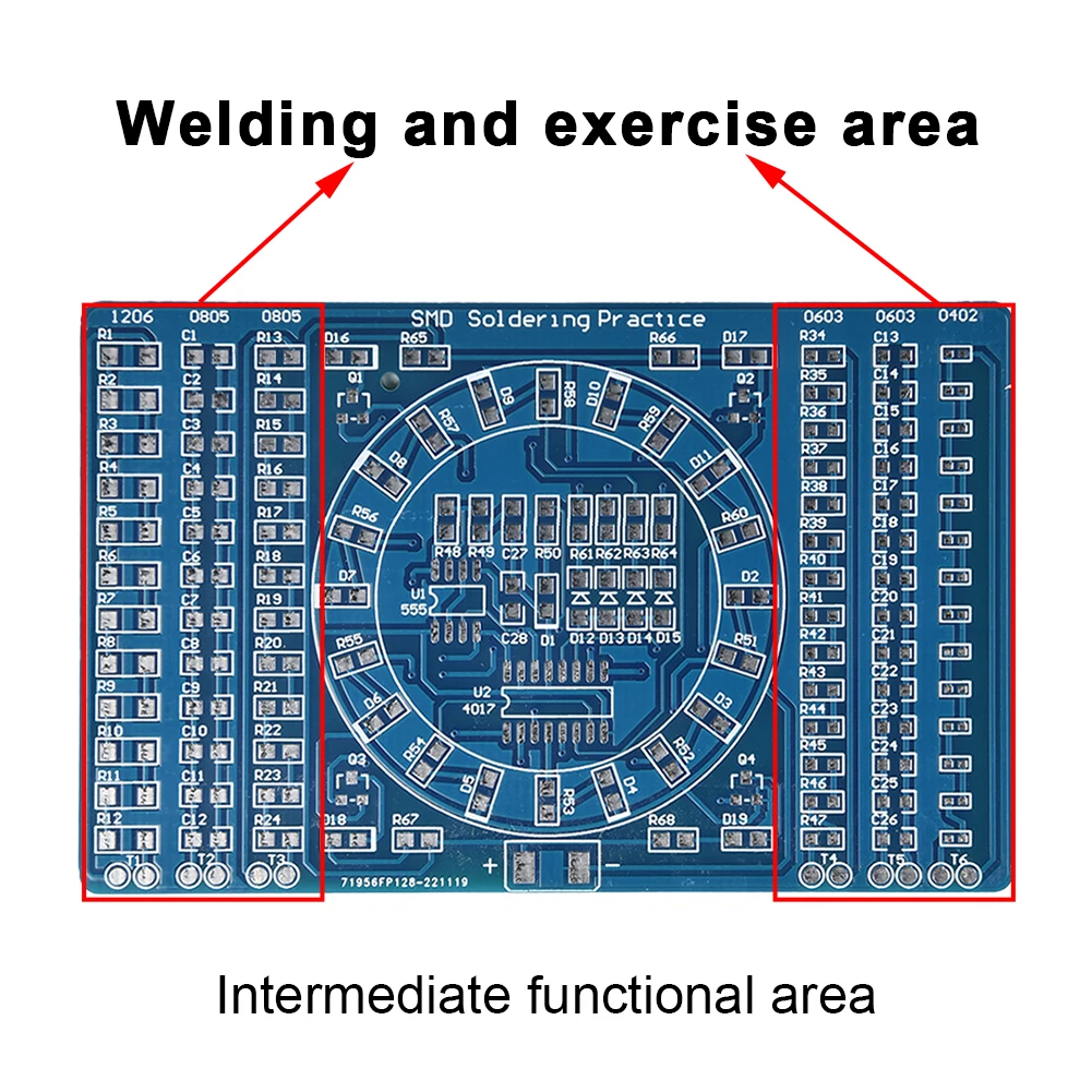 SMT SMD Component Welding Practice Circuit Board Soldering DIY Resitor Diode Transistor Start Learning LED Electronic Training
SMT SMD Component Welding Practice Circuit Board Soldering DIY Resitor Diode Transistor Start Learning LED Electronic Training