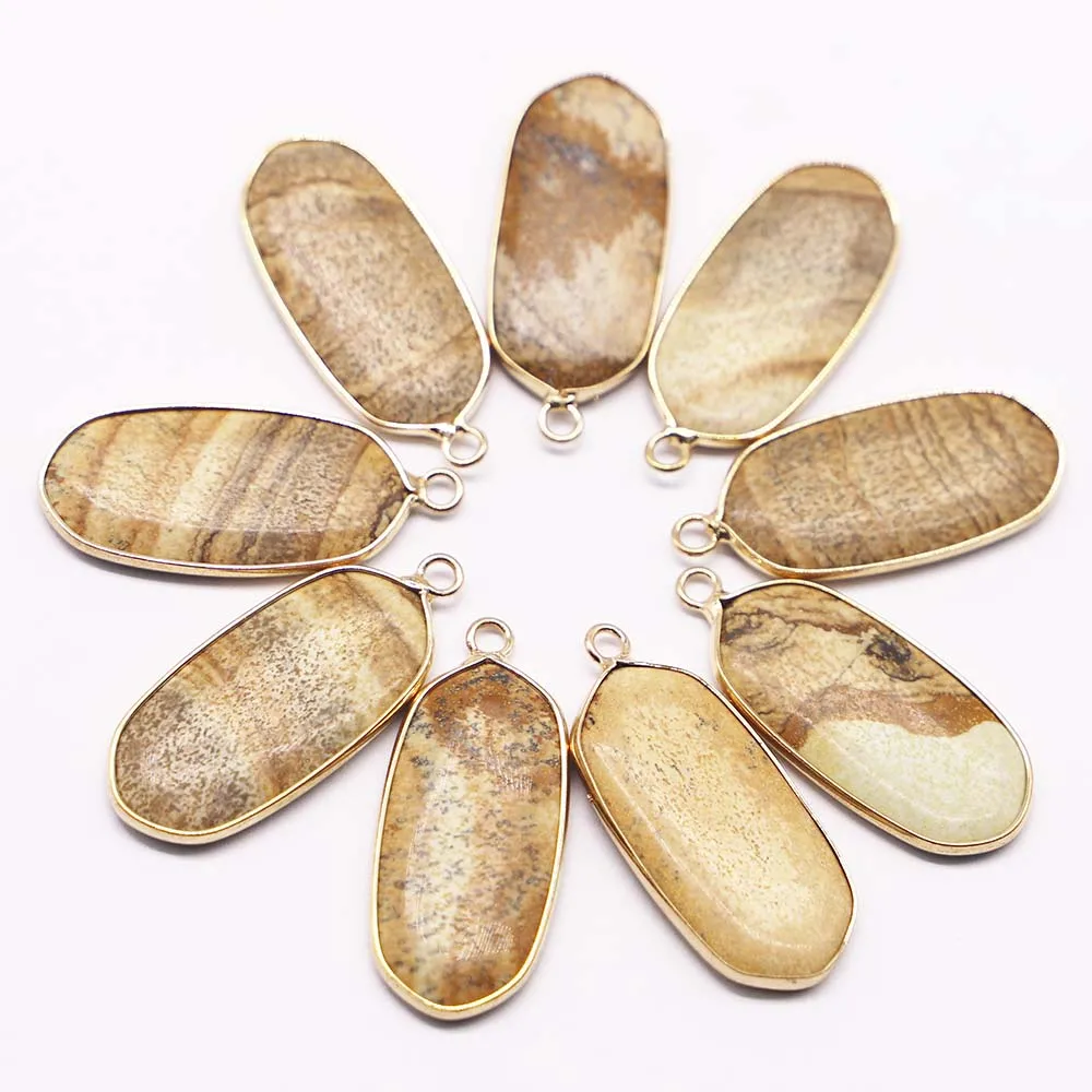 New Natural Picture Stone Multicolor Ellipse Plane Gilt Edge Necklace Pendant Diy Fashion Jewelry Gift Accessorie Wholesale 8Pcs
New Natural Picture Stone Multicolor Ellipse Plane Gilt Edge Necklace Pendant Diy Fashion Jewelry Gift Accessorie Wholesale 8Pcs