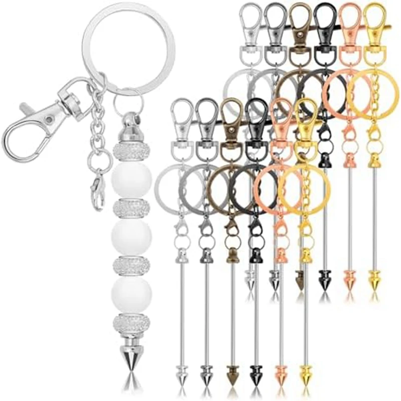 

12Pcs Beaded Keychains In Bulk Set Kit Blank Keychain Making Supplies DIY Keychain Supplies Set Kit For DIY Jewelry Making