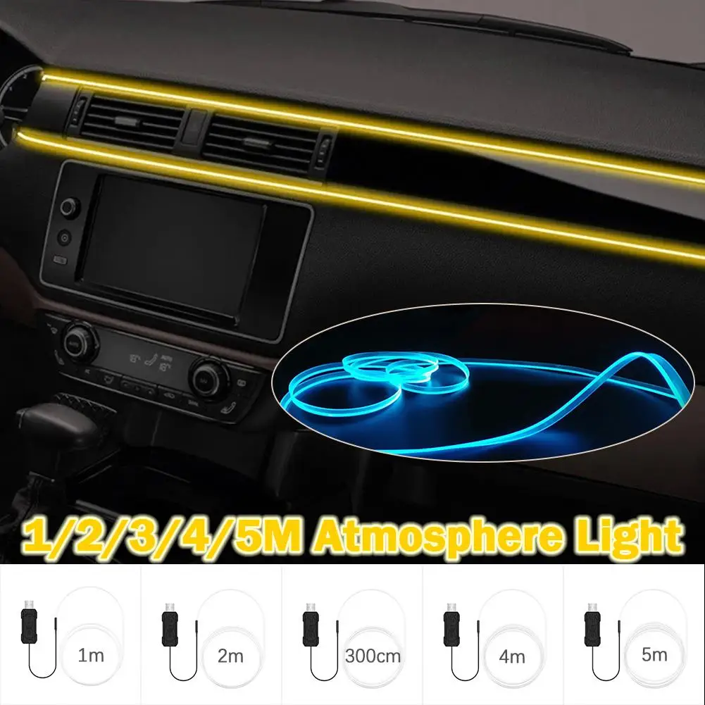 

1/2/3/4/5M Car Interior RGB LED Light Strip Ambient Lamp support Fiber Light APP Neon USB Invisible Atmosphere Control Opti X1S6
