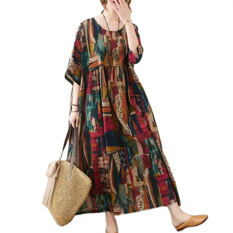 The 2022 Summer New Dress Increases The Retro Round Neck, Short Sleeves And Design Of The Pullover Loose Dress
The 2022 Summer New Dress Increases The Retro Round Neck, Short Sleeves And Design Of The Pullover Loose Dress