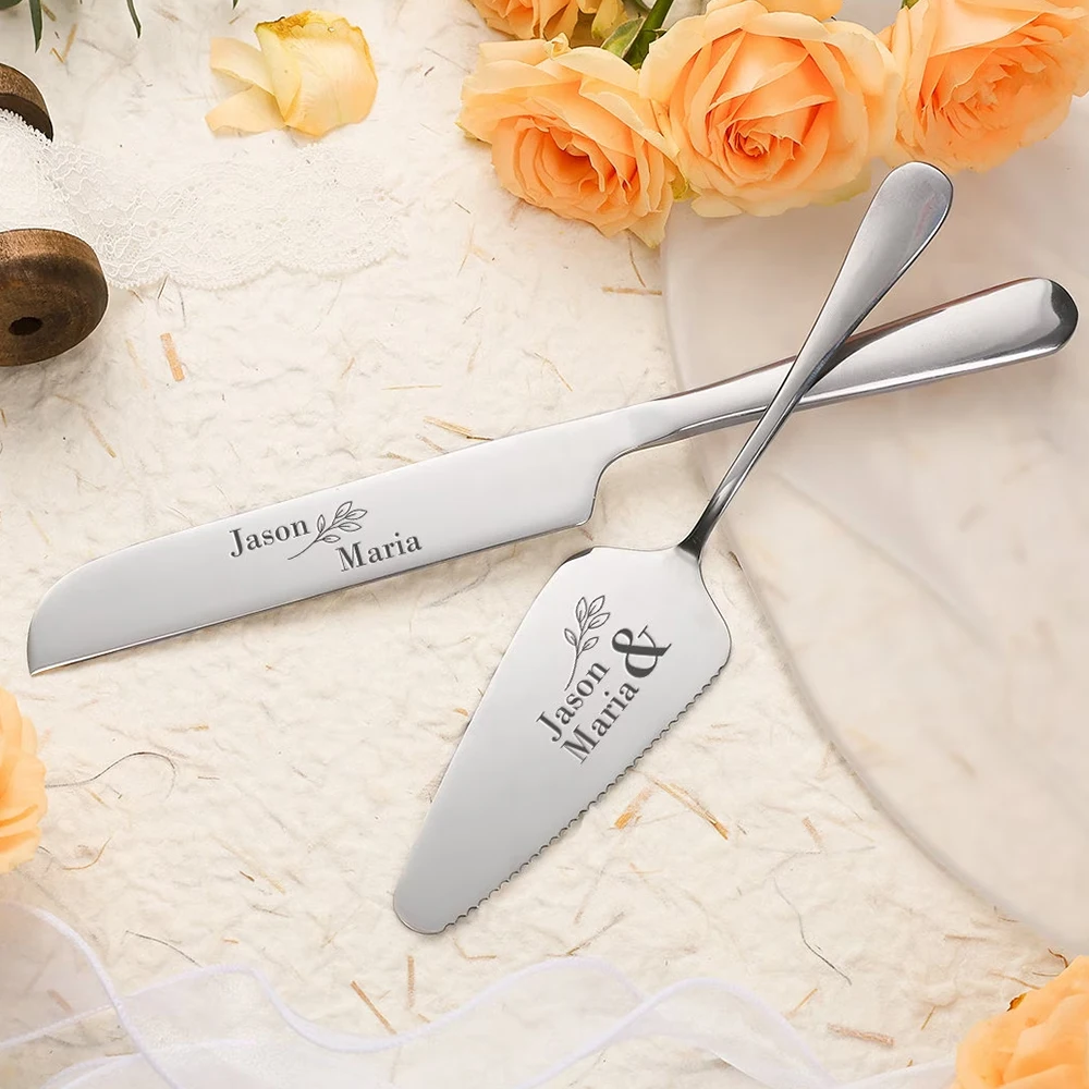 Personalized Wedding Cake Knife Set Silver Laser Engraved Custom Name Cake Decoration Cake Cutter Gift For Bridal Shower
Personalized Wedding Cake Knife Set Silver Laser Engraved Custom Name Cake Decoration Cake Cutter Gift For Bridal Shower