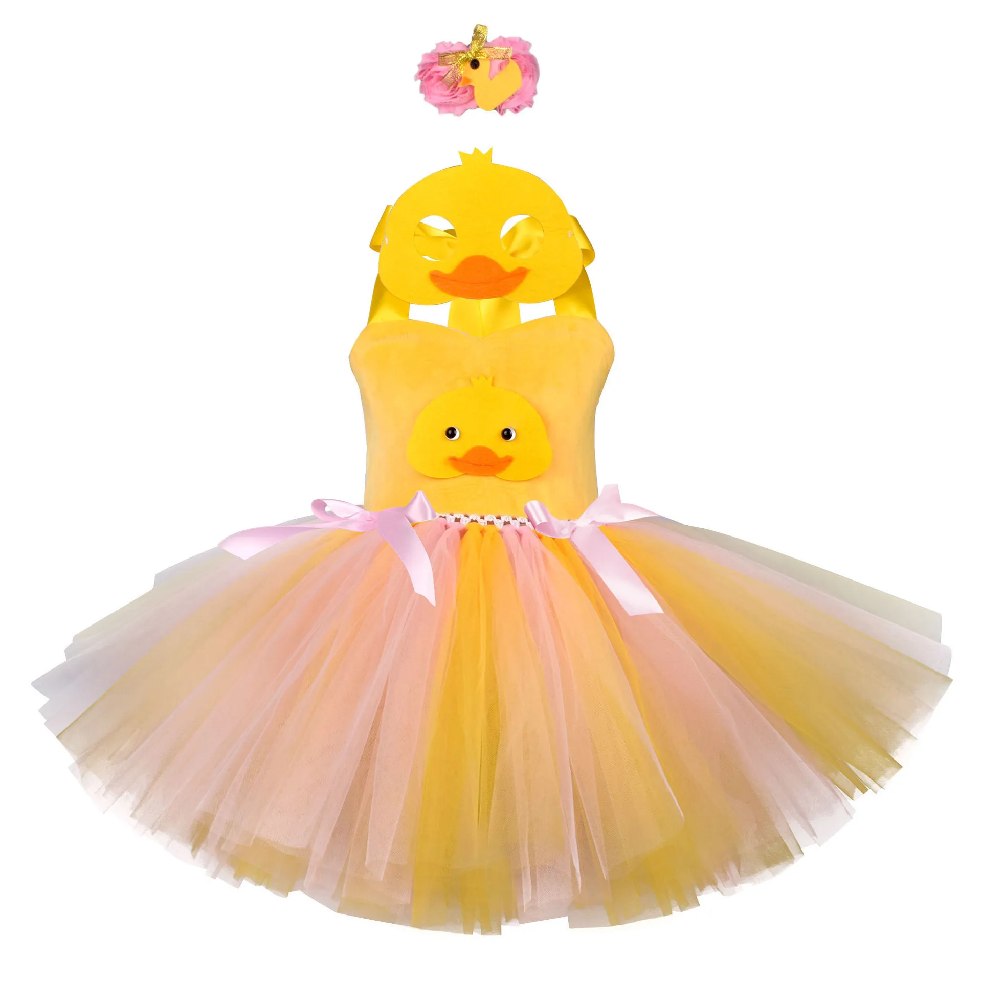 

Новинка, милое платье-пачка в виде желтой утки с животными для девочек, наряд для дня рождения, детские рождественские костюмы на Хэллоуин, нарядные платья принцессы