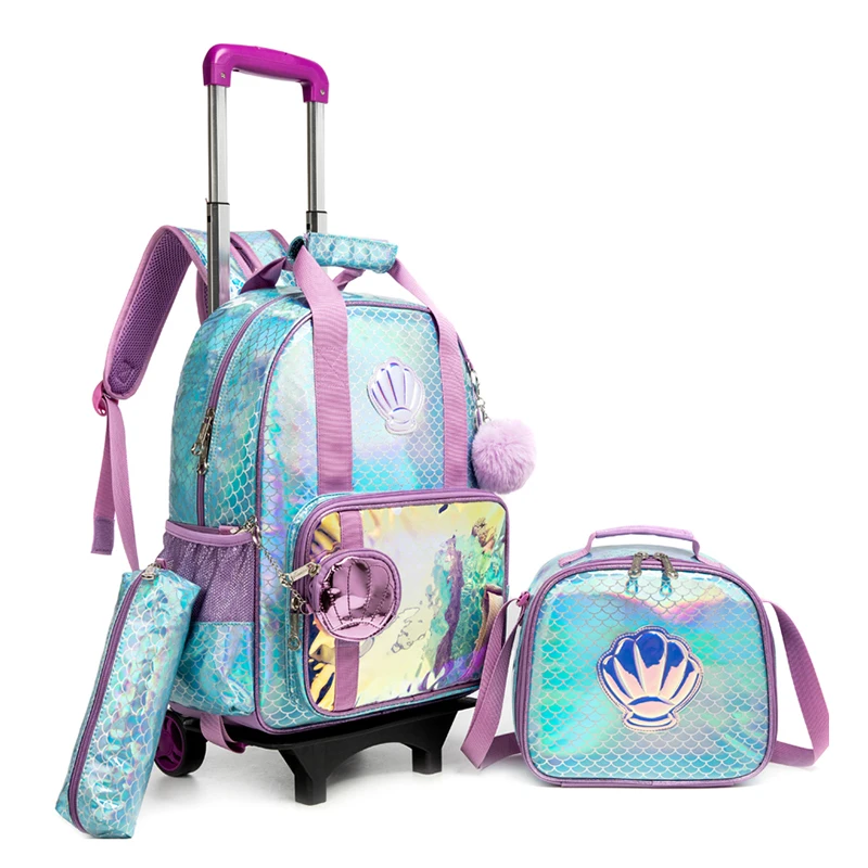 

Children Wheel School Bags Girls Rolling Backpack with Wheels Kids Trolley Luggage Travel Suitcase for Girls Elementary Students