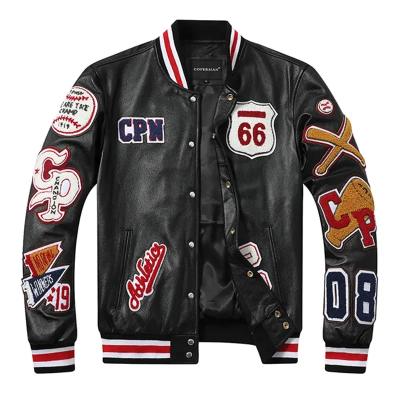 Heavy Industry Embroidery Top Layer Cowhide Soft Calfskin Leather Jacket Men's Slim-Fit Stand-Up Collar Black Baseball Uniform
Heavy Industry Embroidery Top Layer Cowhide Soft Calfskin Leather Jacket Men's Slim-Fit Stand-Up Collar Black Baseball Uniform