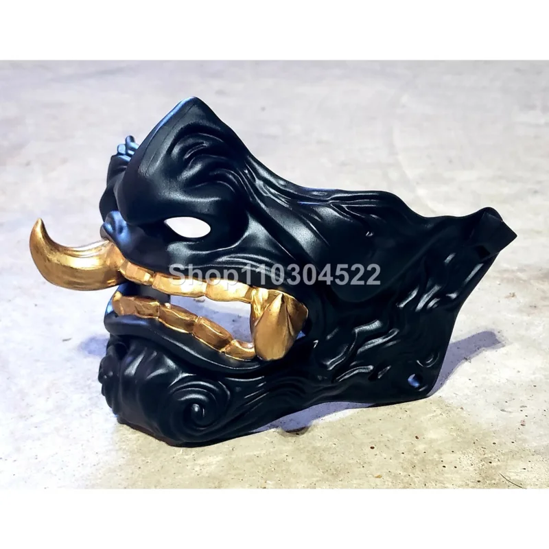 

Prajna mask, wolf face, half face mask, role-playing Halloween samurai mask, props, gifts, party clothing accessories