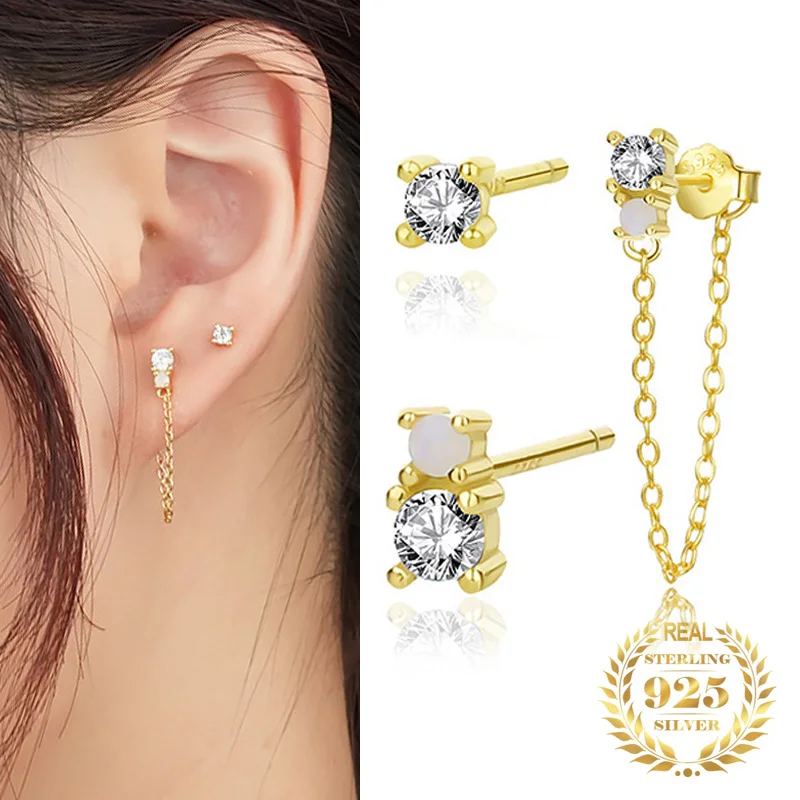 Fashion Summer Jewelry Set Sterling Silver 925 Zircon Double Piercing Long Chain Tassel Stud Earrings Set for Women Trend 2023
Fashion Summer Jewelry Set Sterling Silver 925 Zircon Double Piercing Long Chain Tassel Stud Earrings Set for Women Trend 2023