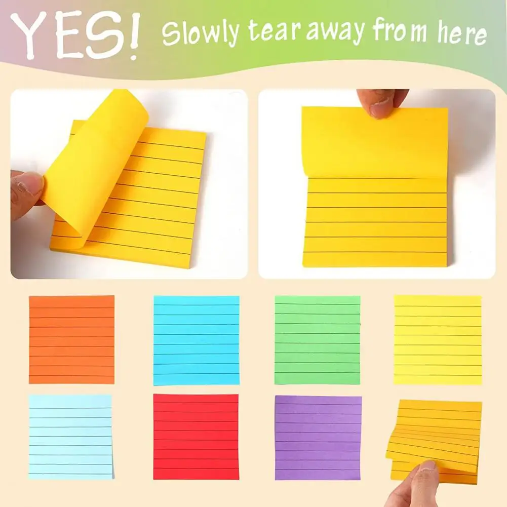 

Adhesive Notepads Office Notepad Morandi Colors Lined Sticky Notes High-quality Adhesive Pads for Smooth Writing Easy Removal