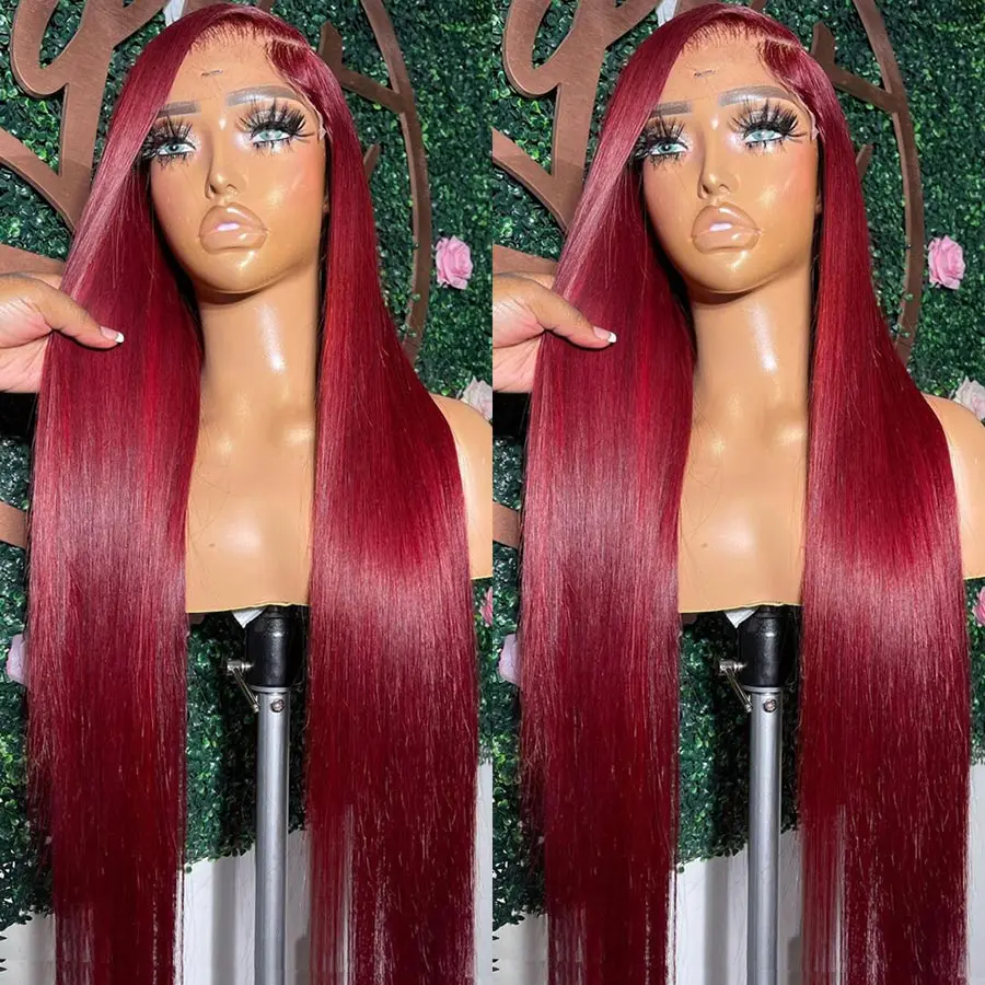 

Red Burgundy 99j Straight Human Hair Wig 13x4 13x6 Hd Lace Frontal Wigs For Women Glueless Colored Preplucked Wigs Ready To Go